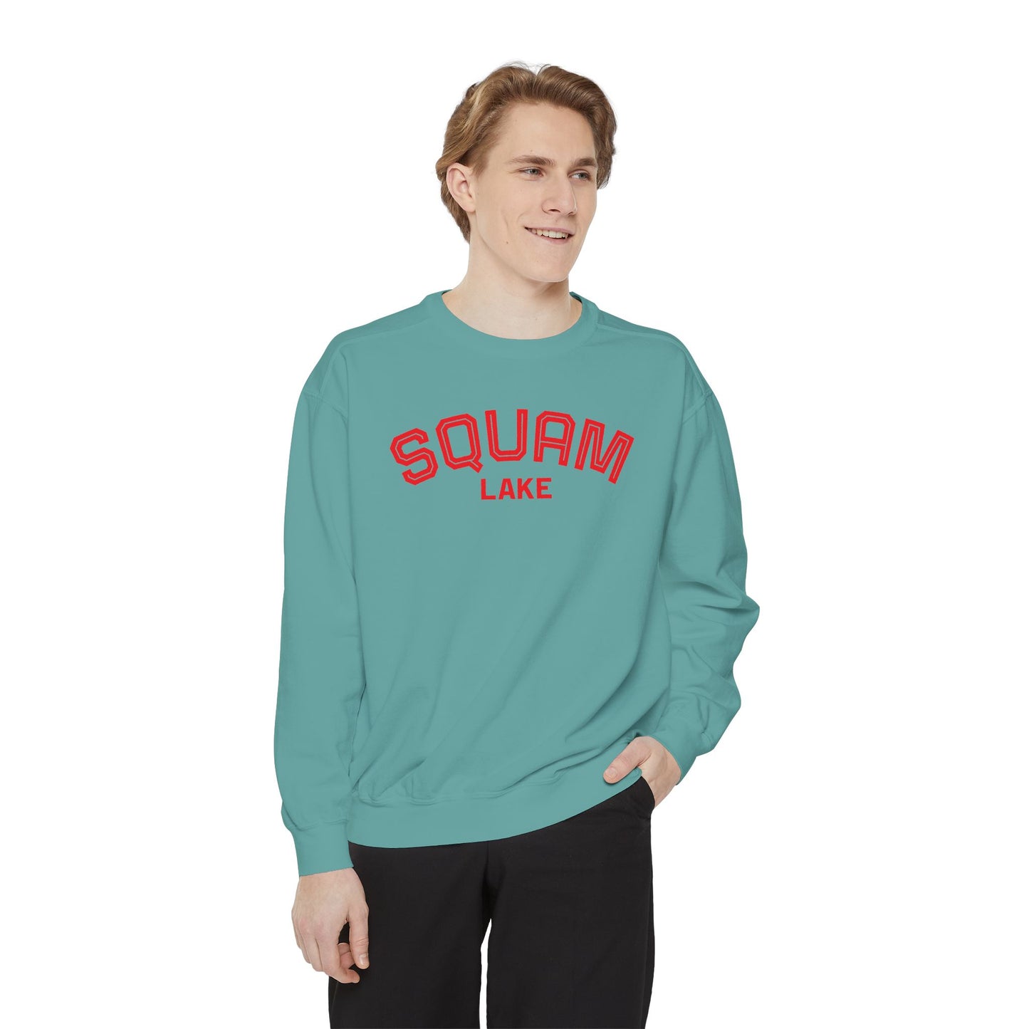 Squam Lake Unisex Garment-Dyed Sweatshirt, Cozy Casual Wear, Perfect for Lakeside Gatherings, Great for Fall, Gift for Nature Lovers