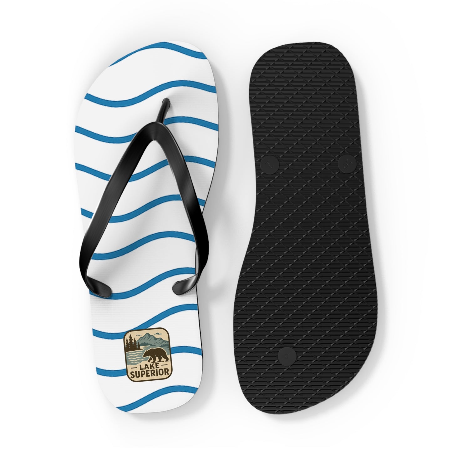 Lake Superior Beachy Vibes Flip Flops - Summer Sandals, Poolside Footwear, Vacation Essentials, Casual Summer Shoes, Beach Accessories