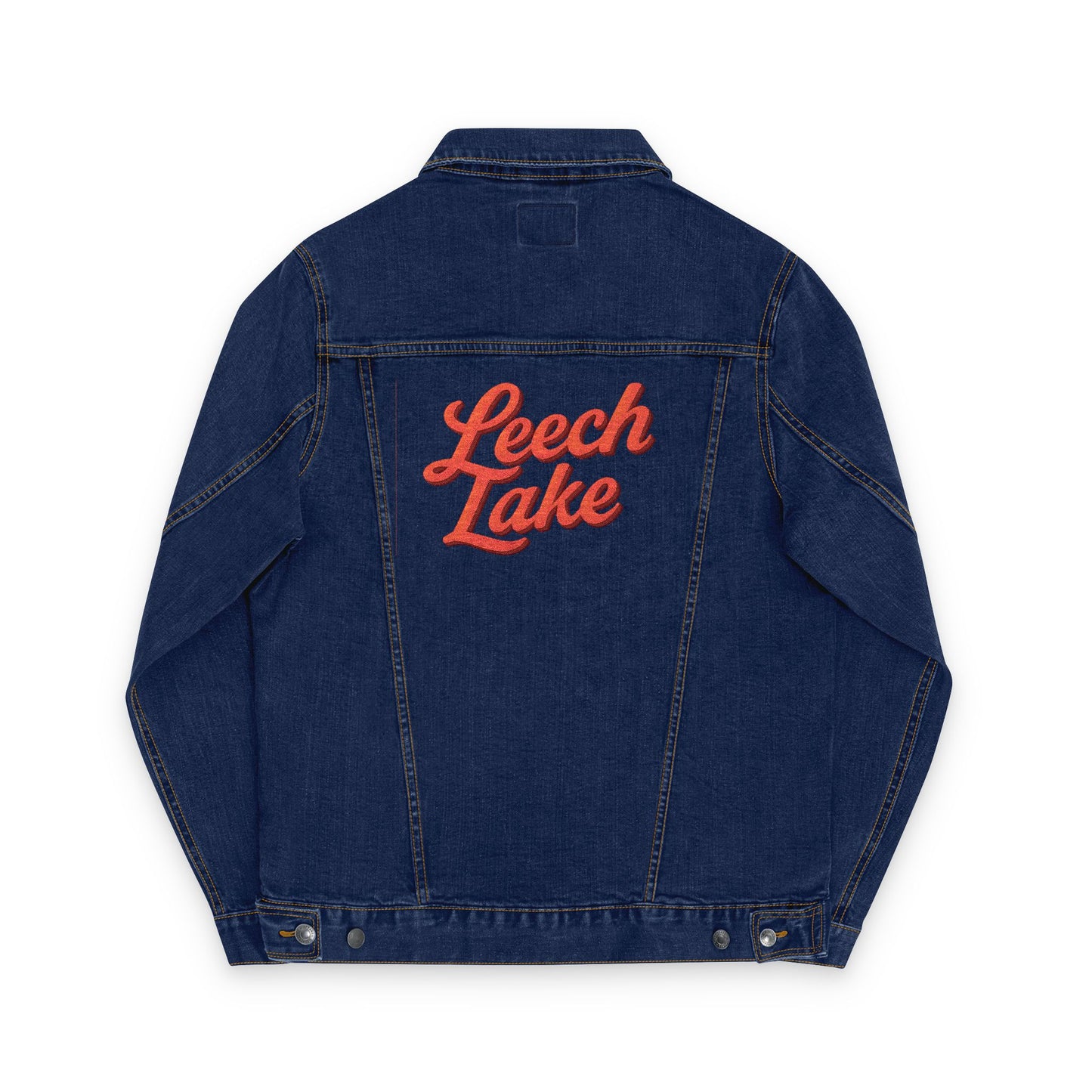 Leech Lake Unisex Embroidered Denim Jacket - Trendy Fall Fashion, Casual Layering, Everyday Wear, Stylish Gift, Unique Statement Piece