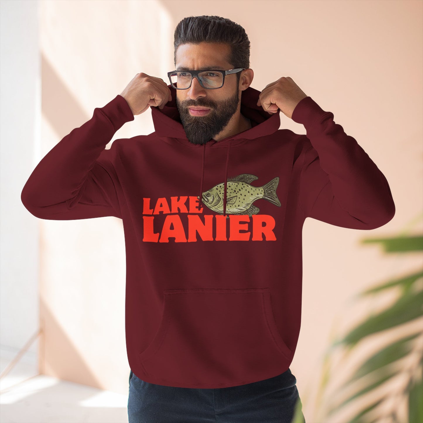 Lake Lanier Fleece Hoodie, Cozy Fishing Sweatshirt, Outdoor Adventure Wear, Unique Gift for Lake Lovers, Perfect for Fall and Winter