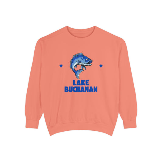 Lake Buchanan Fish Design Unisex Sweatshirt | Cozy Fishing Apparel, Casual Wear, Gift for Anglers, Lake Day Outfit, Nature Lovers Sweatshirt