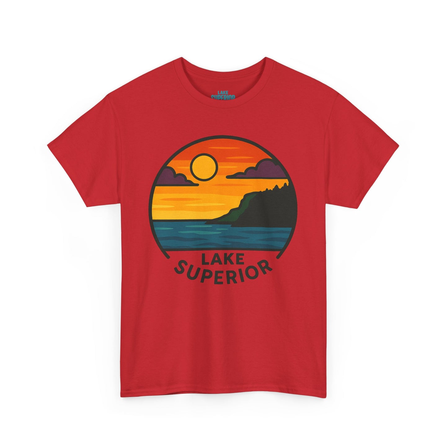 Lake Superior Graphic Tee | Unisex Heavy Cotton T-Shirt, Nature Lover Gift, Lake Adventure Shirt, Outdoor Apparel, Vintage Lake Design