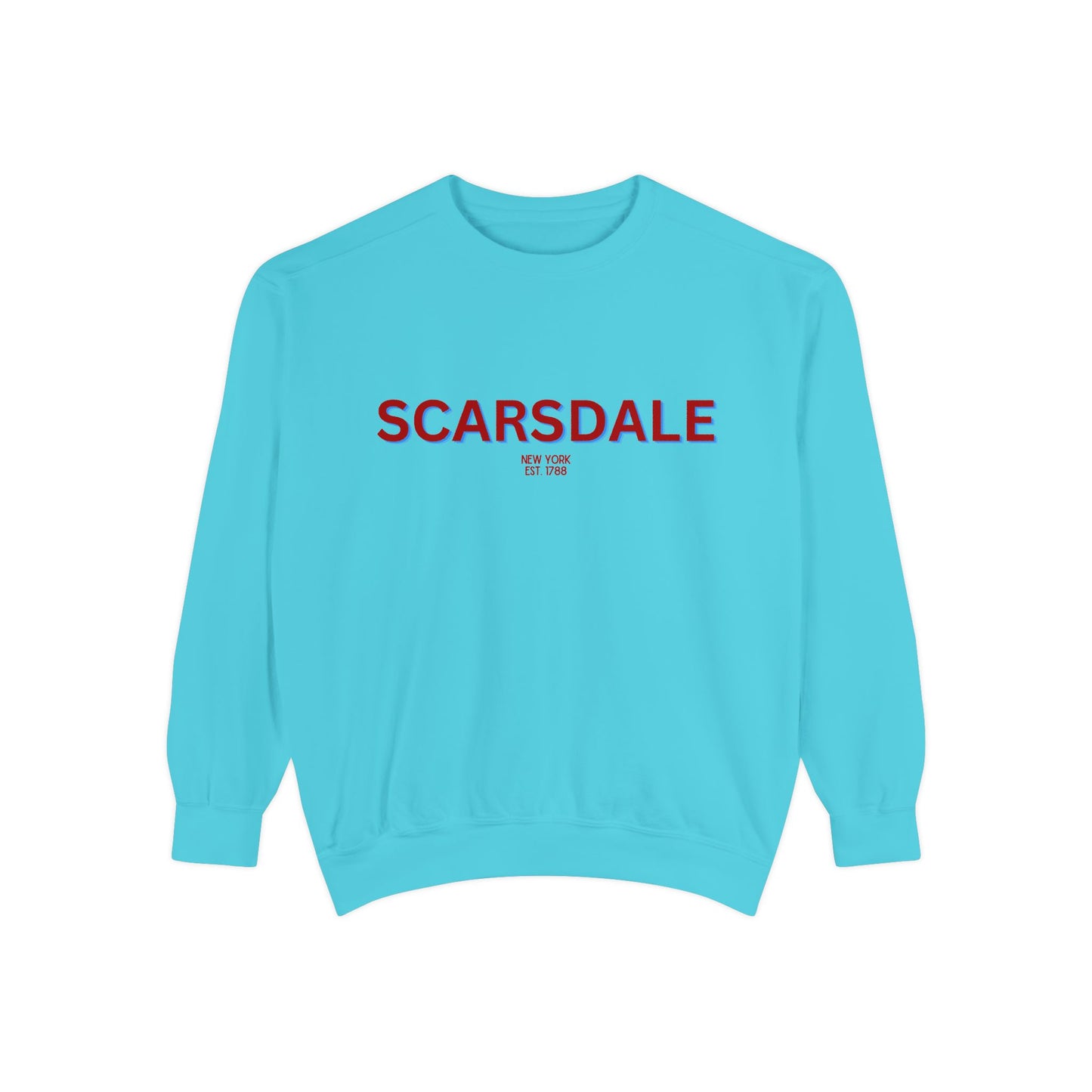 Scarsdale Cozy Sweatshirt, Unisex Garment-Dyed Crew, Casual Wear, Gift for Friends, Fall Fashion, Lounge Style