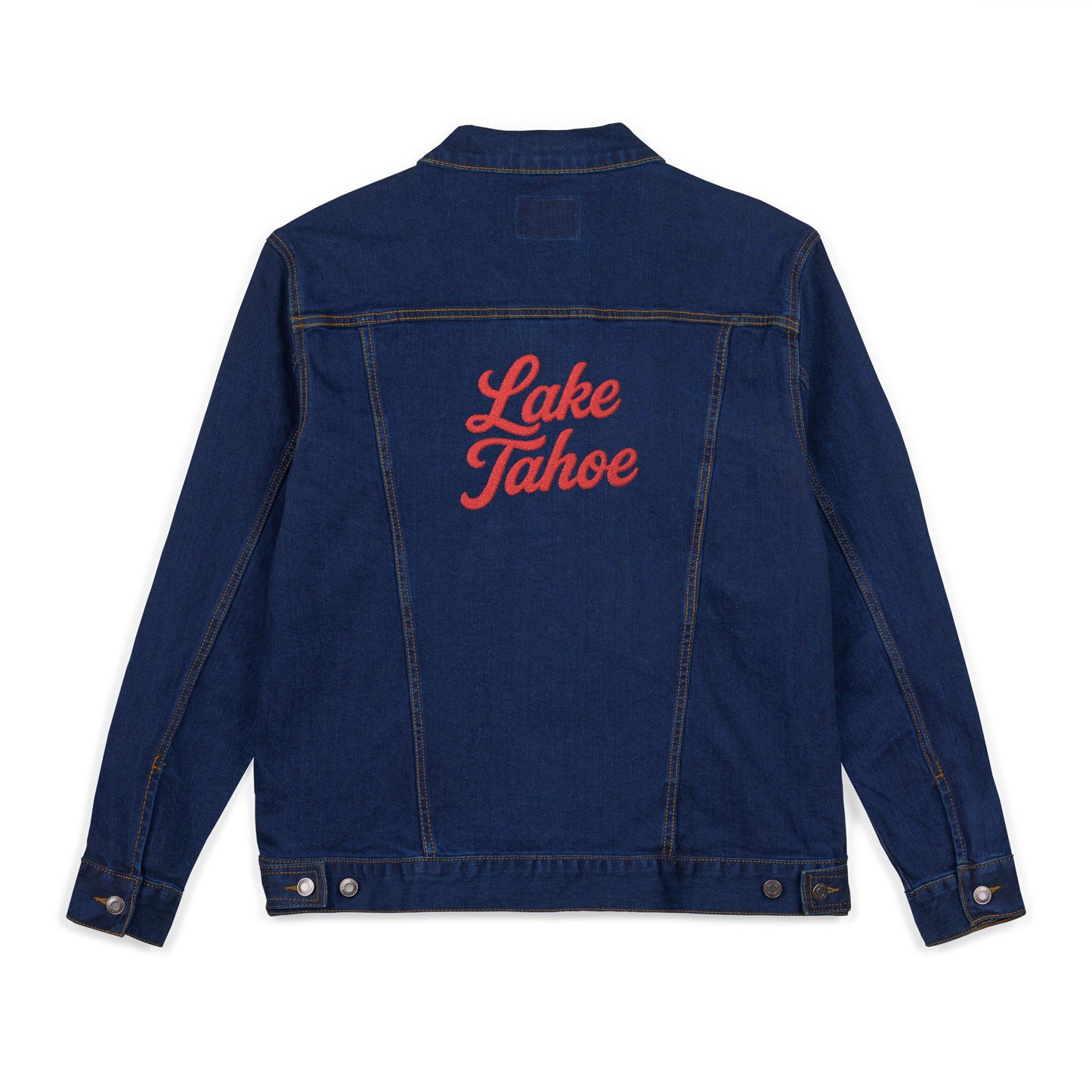 Lake Tahoe Unisex Embroidered Denim Jacket - Trendy Fall Fashion, Casual Layering, Everyday Wear, Stylish Gift, Unique Statement Piece