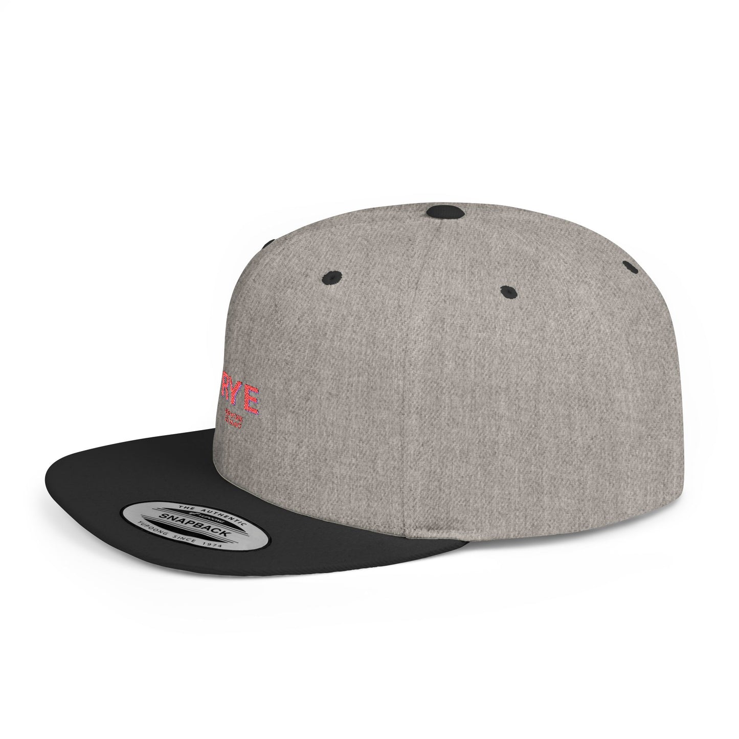 Rye Stylish Flat Bill Snapback Hat with Design, Perfect for Casual Outings, Streetwear, Gifts, Festivals, Everyday Wear