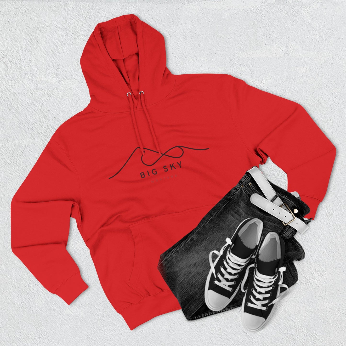Big Sky Stylish Three-Panel Fleece Hoodie for Cozy Days, Casual Wear, Warm Layering, Gift for Him or Her