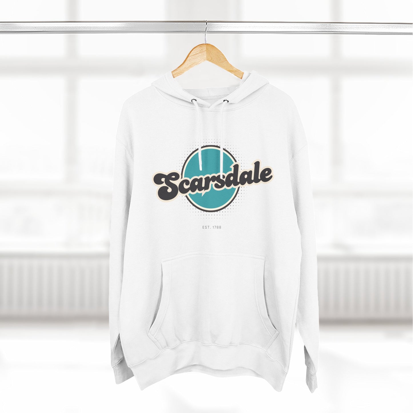 Scarsdale Retro Vibe Hoodie for Casual Days, Streetwear, Unisex Gift, Cozy Layering Apparel, Scarsdale Design Hoodie