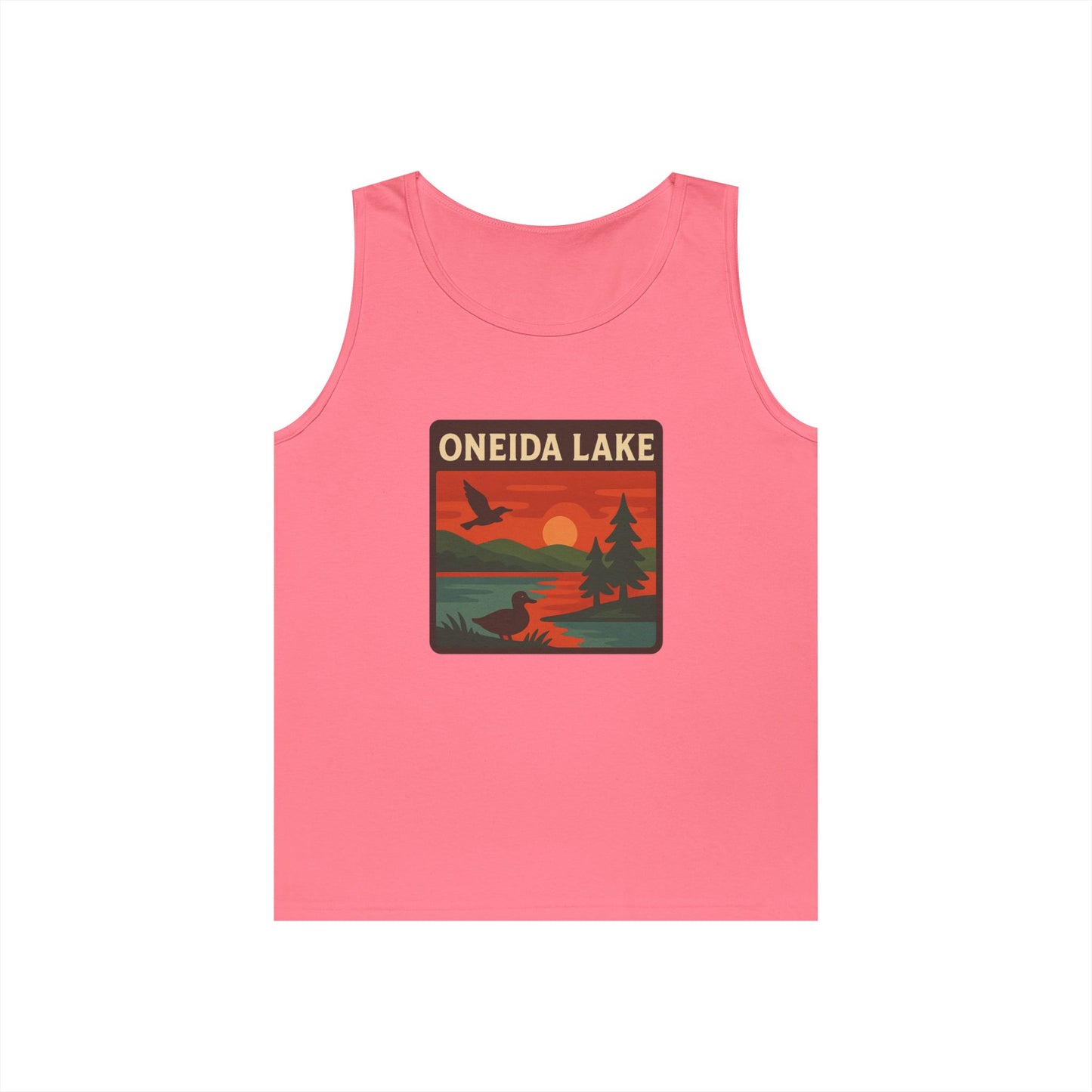 Oneida Lake Vintage Unisex Heavy Cotton Tank Top, Summer Shirt, Lake Apparel, Outdoor Activity, Gift for Nature Lovers