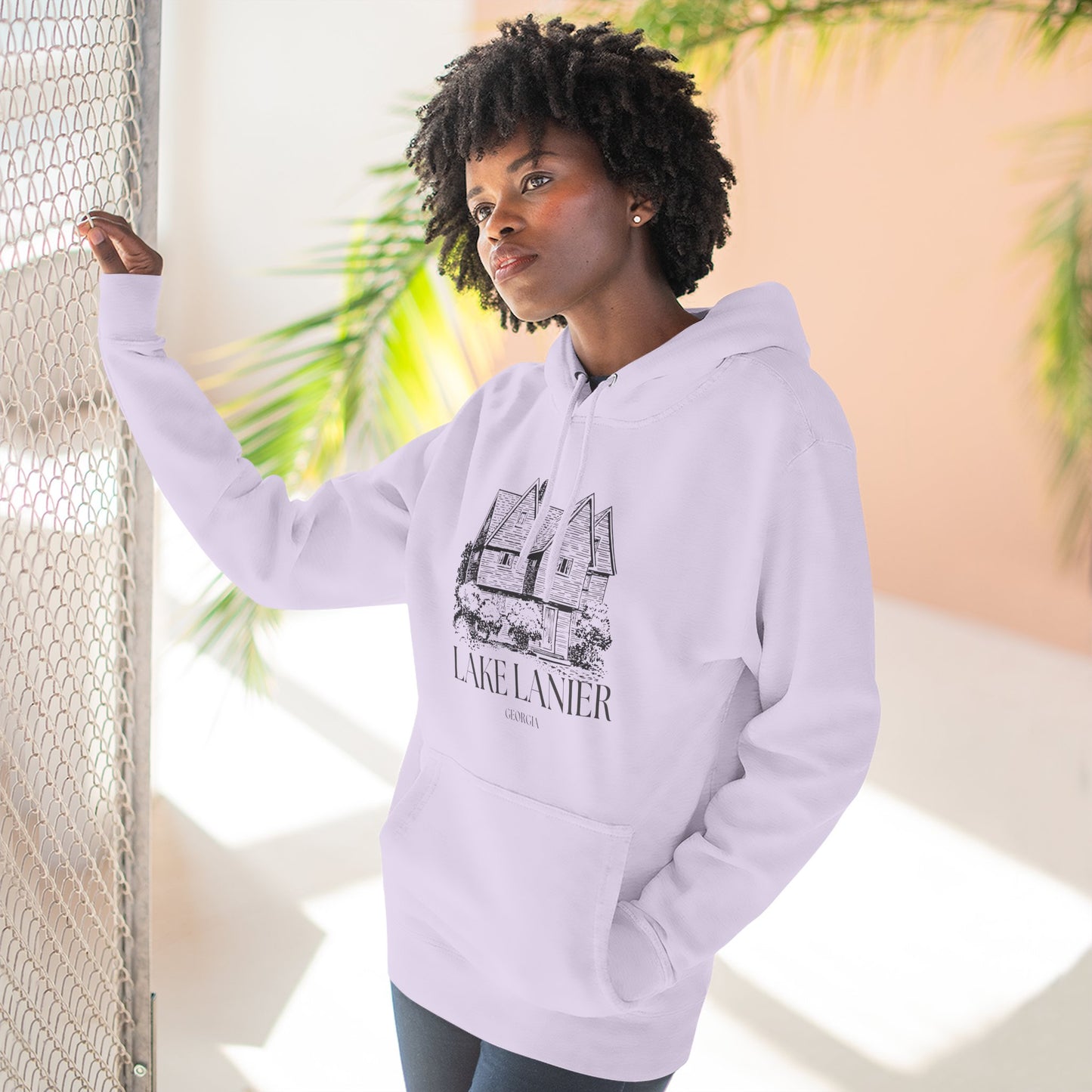 Cozy Lake Lanier Fleece Hoodie - Perfect for Relaxing, Outdoor Adventures, Gifts for Nature Lovers, Fall and Winter Apparel