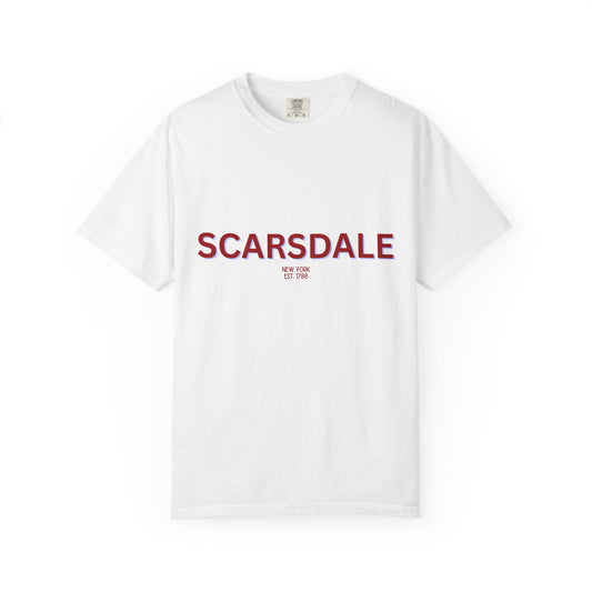 Scarsdale Garment-Dyed Unisex T-Shirt, Casual Tee, Vintage Style Shirt, Everyday Wear, Birthday Gift, Unique Apparel