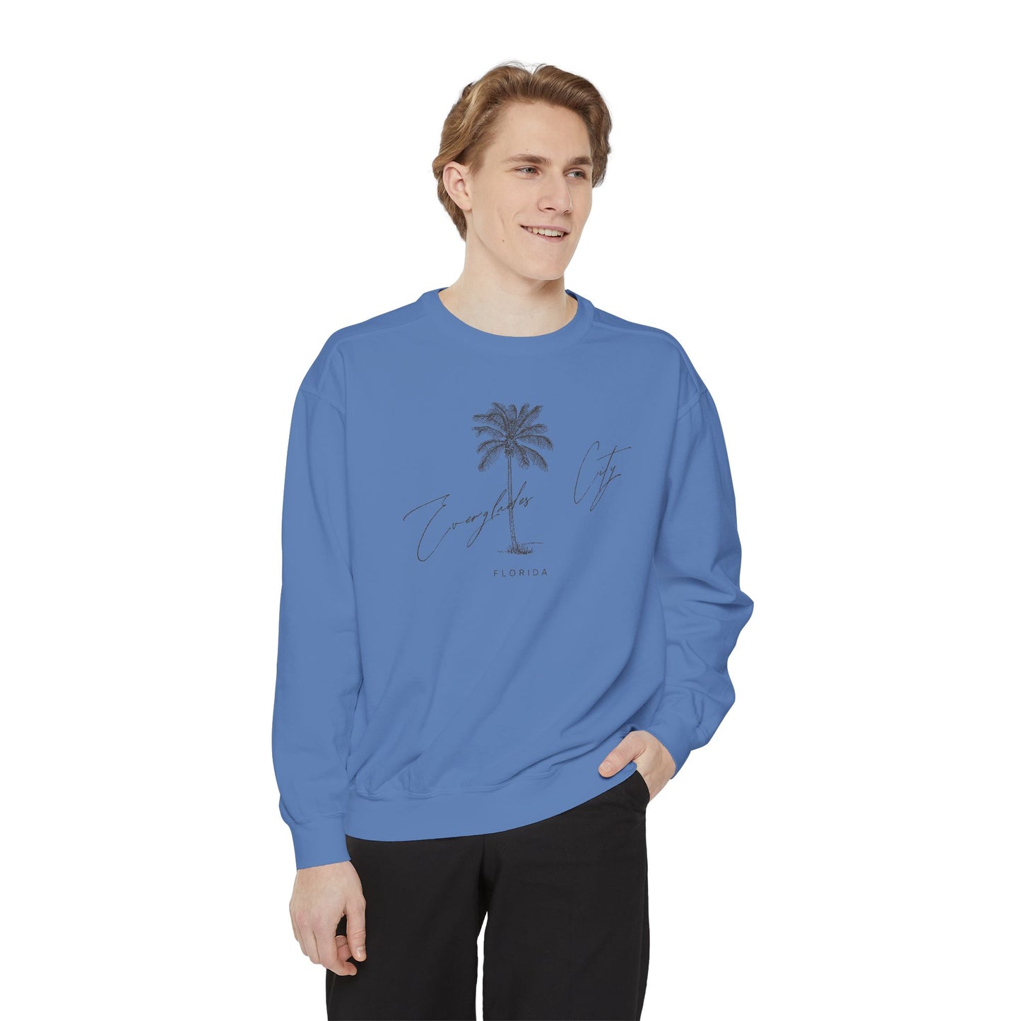 Everglades City Chill Vibes Sweatshirt - Unisex Garment-Dyed Style, Perfect for Lounging