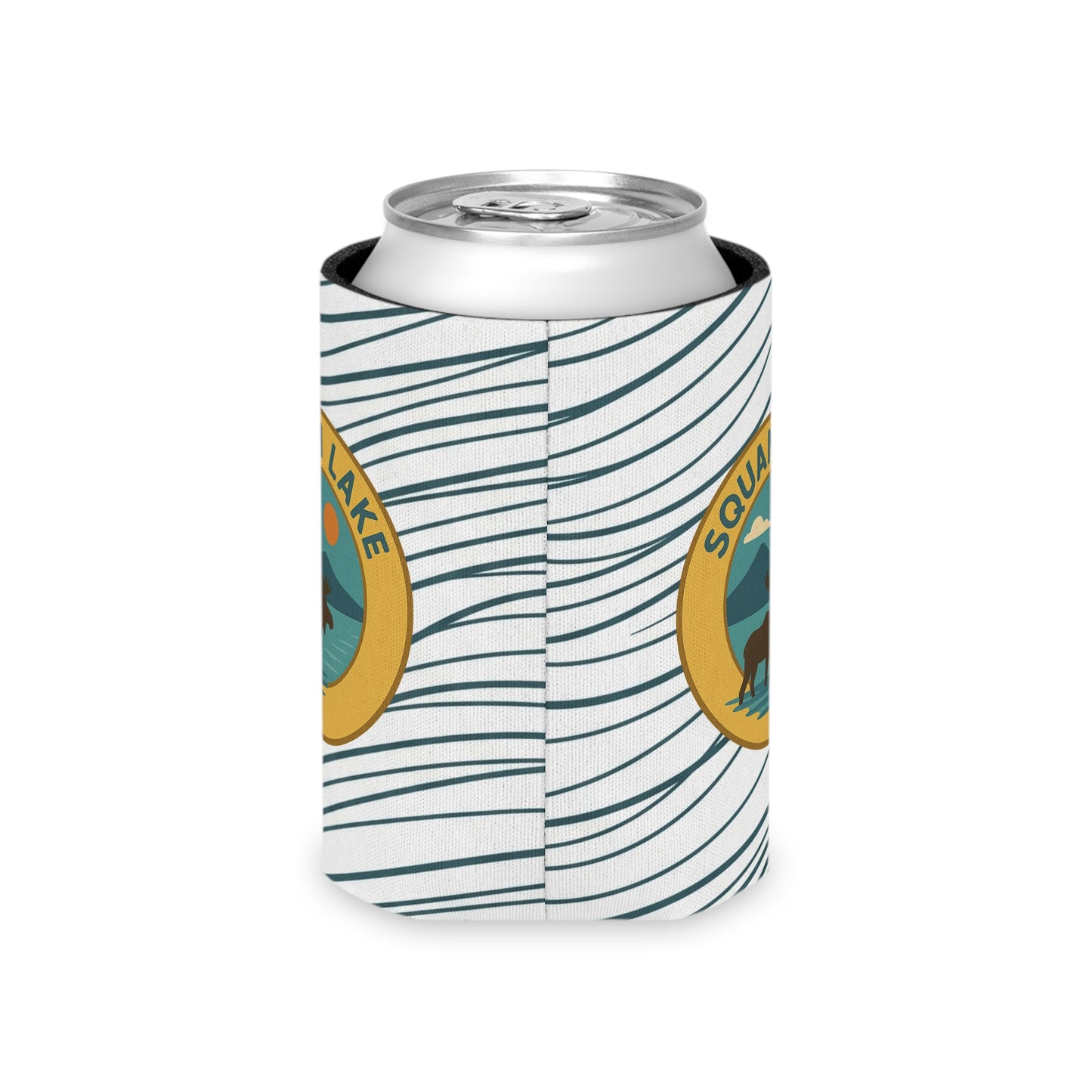 Squam Lake Can Cooler | Vintage Lake House Drink Holder, Outdoor Party Favor, Moose Design, Camping Gear, Summer BBQ Essential