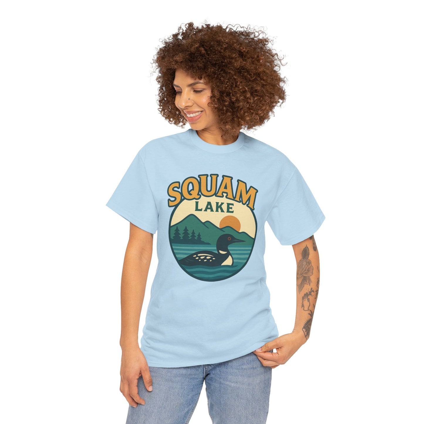 Squam Lake Graphic Tee | Unisex Heavy Cotton T-Shirt, Nature Lover Gift, Lake Adventure Shirt, Outdoor Apparel, Vintage Lake Design
