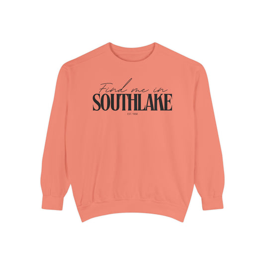 Southlake Cozy Sweatshirt, Unisex Garment-Dyed Crew, Casual Wear, Gift for Friends, Fall Fashion, Lounge Style