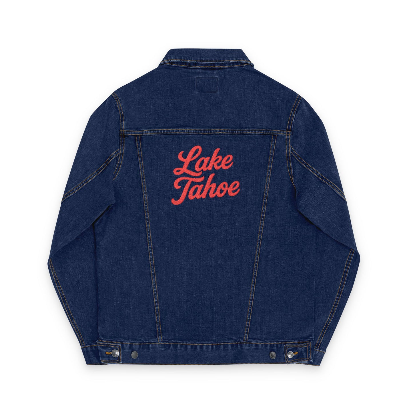 Lake Tahoe Unisex Embroidered Denim Jacket - Trendy Fall Fashion, Casual Layering, Everyday Wear, Stylish Gift, Unique Statement Piece