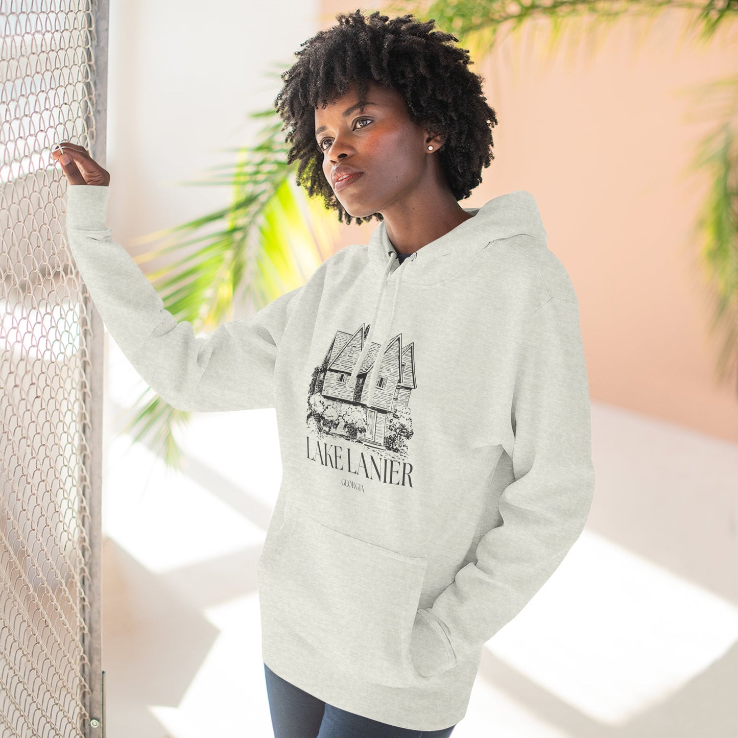 Cozy Lake Lanier Fleece Hoodie - Perfect for Relaxing, Outdoor Adventures, Gifts for Nature Lovers, Fall and Winter Apparel