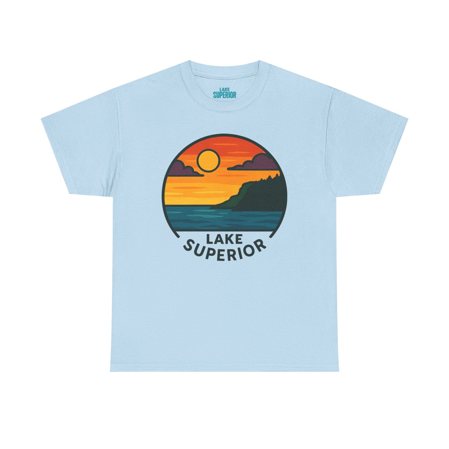 Lake Superior Graphic Tee | Unisex Heavy Cotton T-Shirt, Nature Lover Gift, Lake Adventure Shirt, Outdoor Apparel, Vintage Lake Design