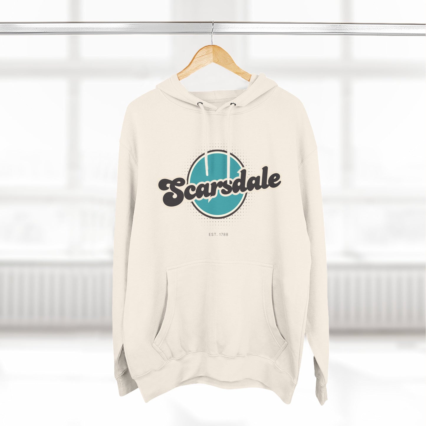 Scarsdale Retro Vibe Hoodie for Casual Days, Streetwear, Unisex Gift, Cozy Layering Apparel, Scarsdale Design Hoodie