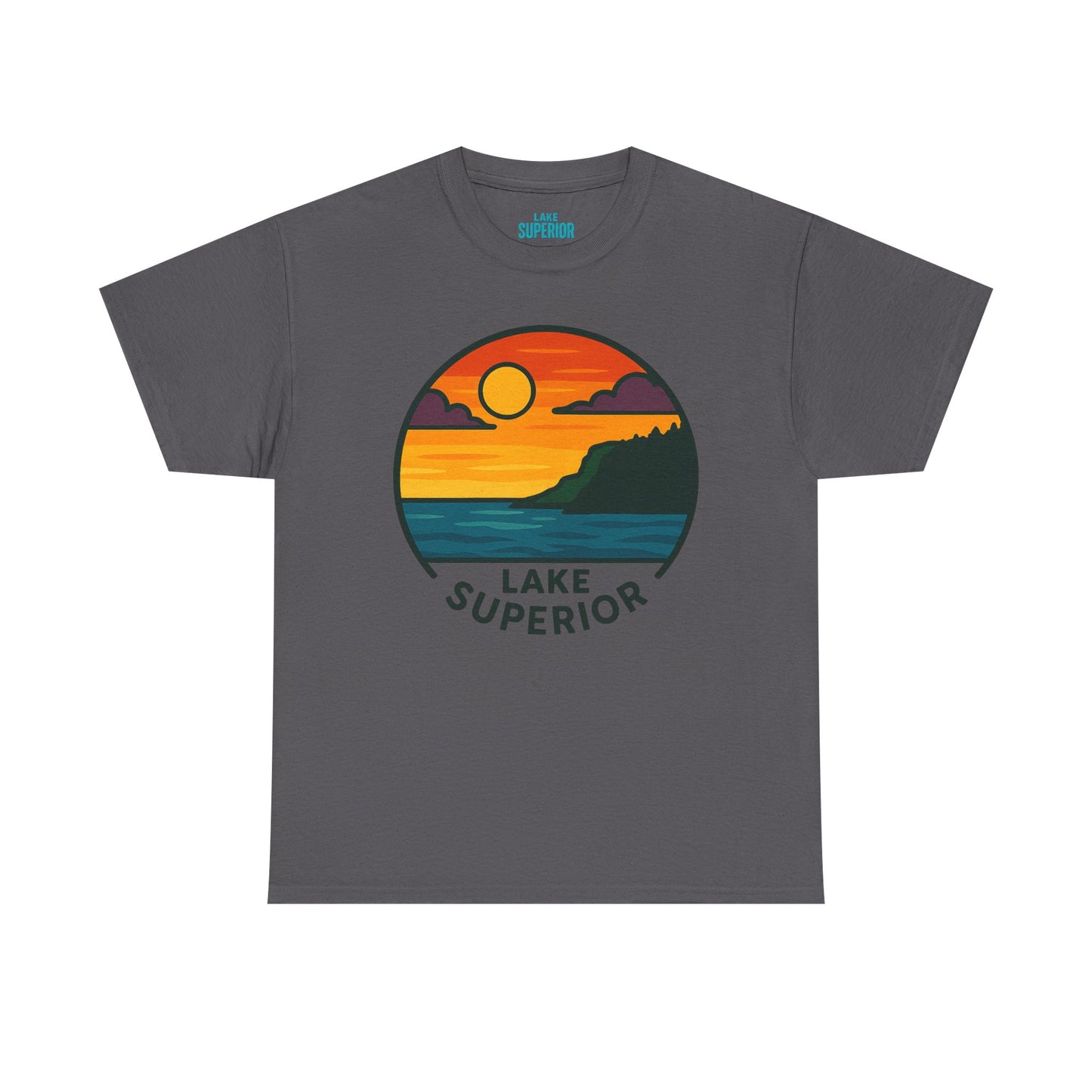 Lake Superior Graphic Tee | Unisex Heavy Cotton T-Shirt, Nature Lover Gift, Lake Adventure Shirt, Outdoor Apparel, Vintage Lake Design
