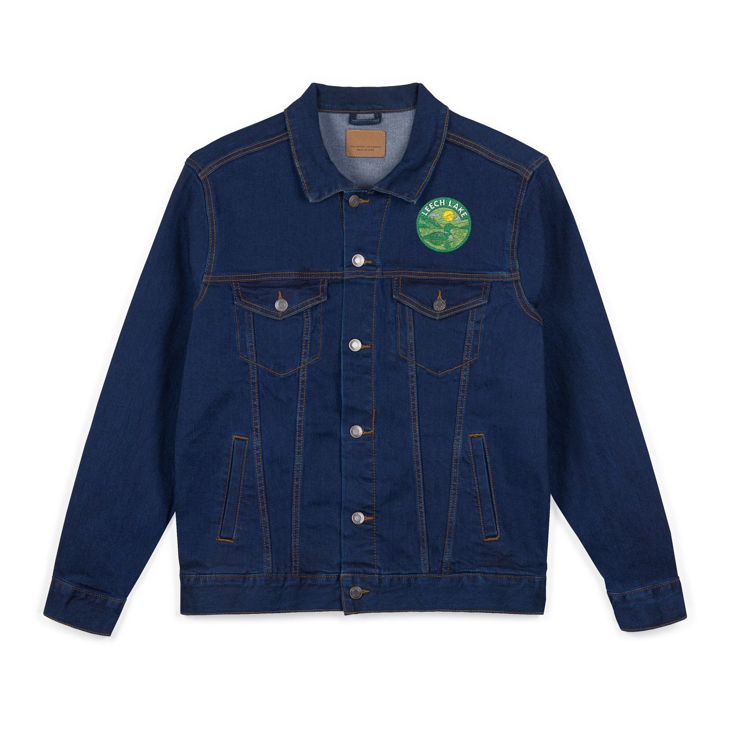 Leech Lake Unisex Embroidered Denim Jacket - Trendy Fall Fashion, Casual Layering, Everyday Wear, Stylish Gift, Unique Statement Piece