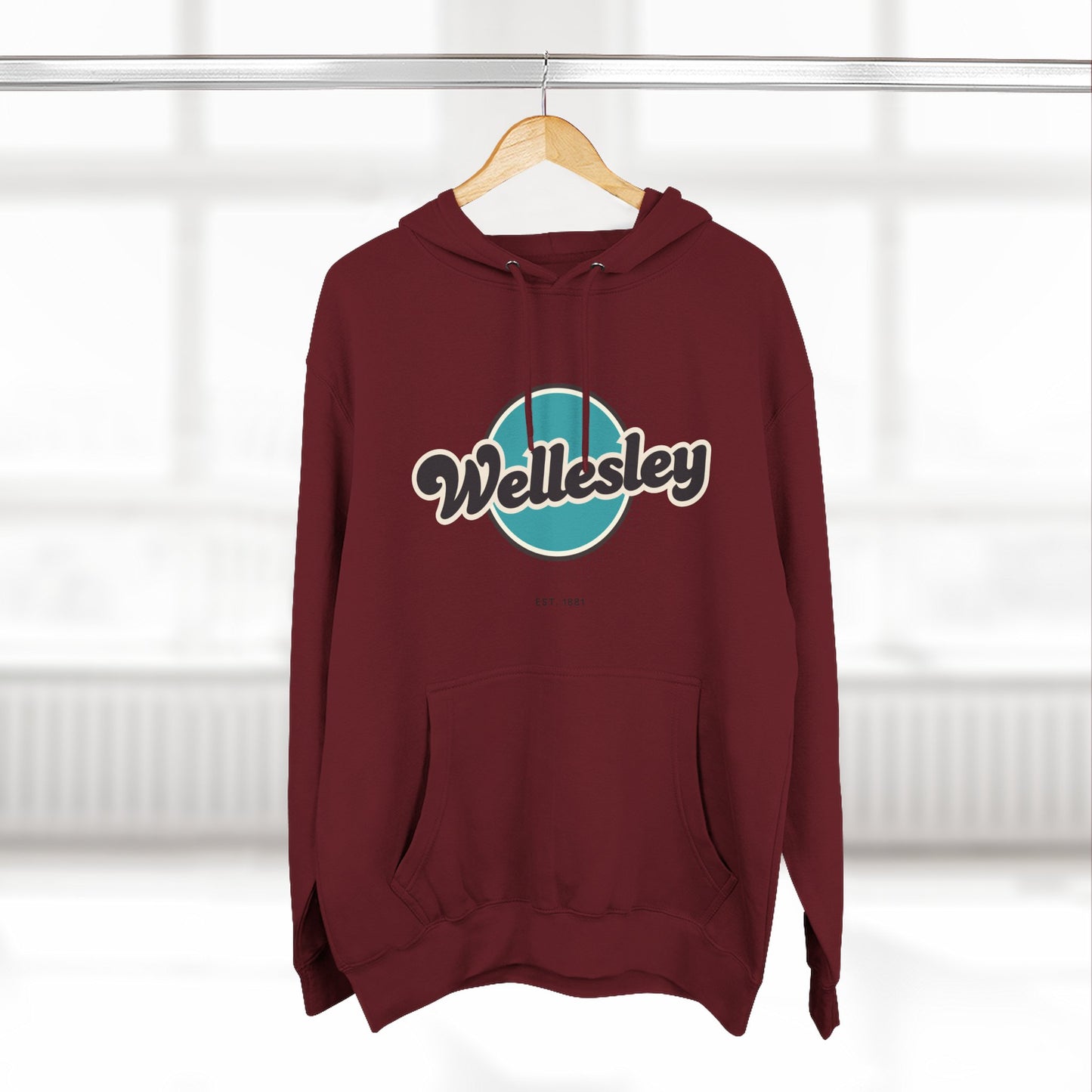 Wellesley Retro Vibe Hoodie for Casual Days, Streetwear, Unisex Gift, Cozy Layering Apparel