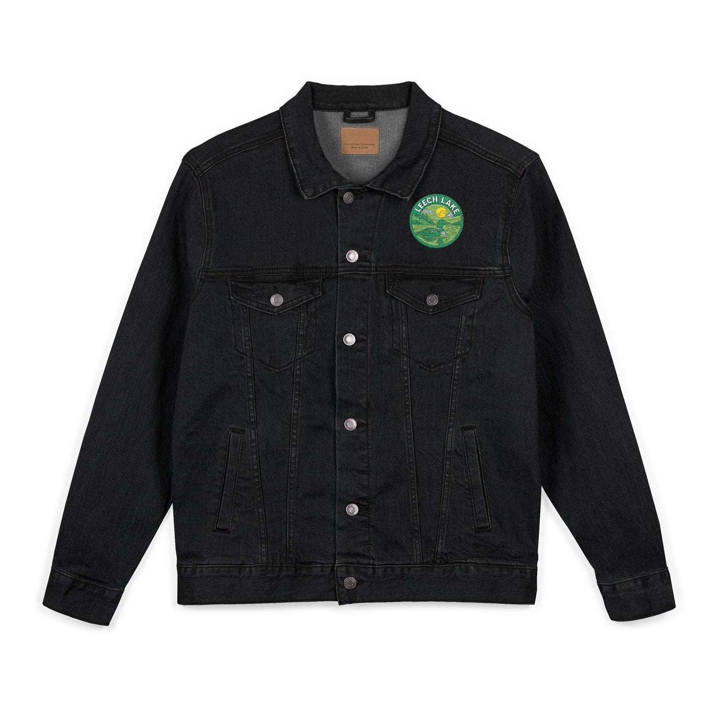 Leech Lake Unisex Embroidered Denim Jacket - Trendy Fall Fashion, Casual Layering, Everyday Wear, Stylish Gift, Unique Statement Piece