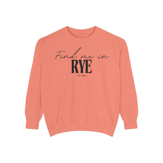 Rye Cozy Sweatshirt, Unisex Garment-Dyed Crew, Casual Wear, Gift for Friends, Fall Fashion, Lounge Style