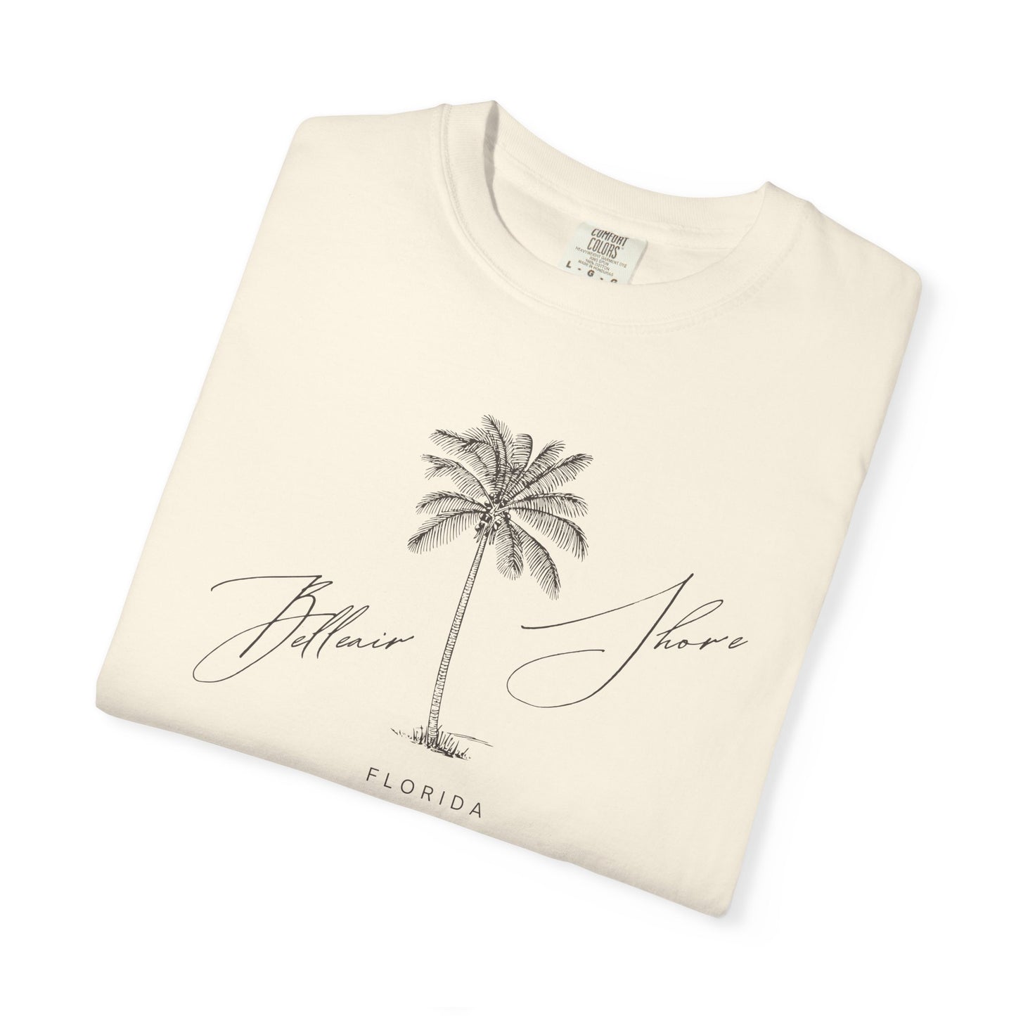 Belleair Shore Chill Vibes Palm Tree Tee - Unisex Garment-Dyed T-shirt for Beach Lovers, Summer Outings, Casual Wear, Gifts for Him/Her
