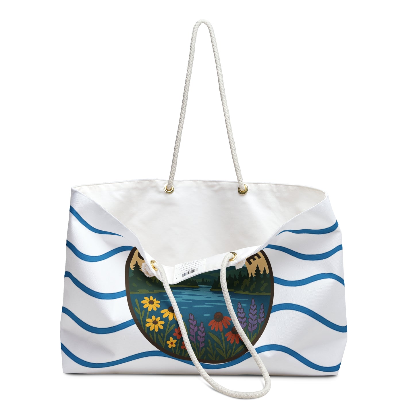 Saranac Lake Weekender Bag White | Travel Tote, Beach Bag, Vacation Essentials, Escape Bag, Lake Life Carryall