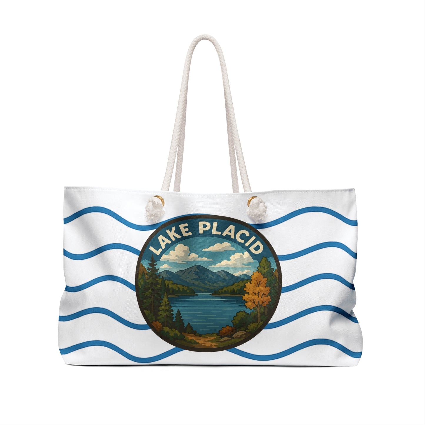 Lake Placid Weekender Bag White | Travel Tote, Beach Bag, Vacation Essentials, Escape Bag, Lake Life Carryall