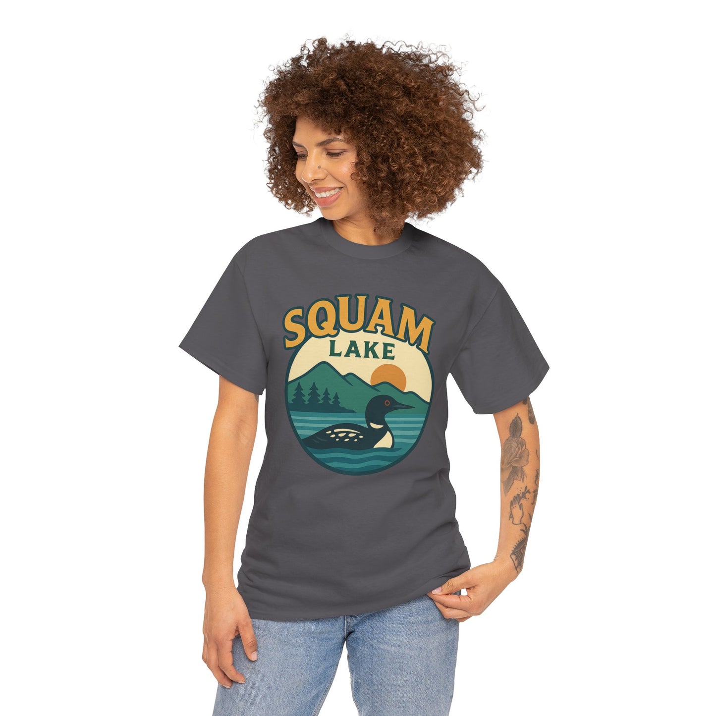 Squam Lake Graphic Tee | Unisex Heavy Cotton T-Shirt, Nature Lover Gift, Lake Adventure Shirt, Outdoor Apparel, Vintage Lake Design