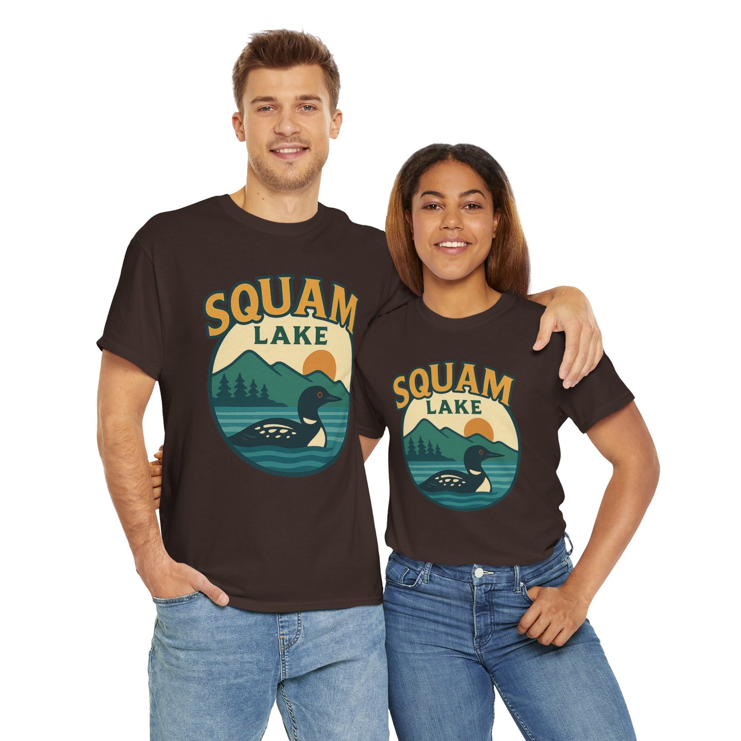 Squam Lake Graphic Tee | Unisex Heavy Cotton T-Shirt, Nature Lover Gift, Lake Adventure Shirt, Outdoor Apparel, Vintage Lake Design