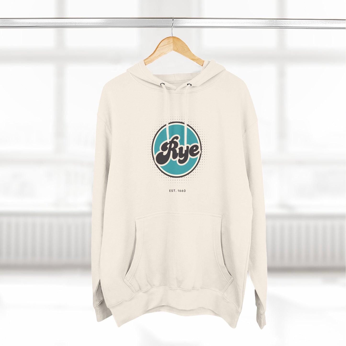 Rye Retro Vibe Hoodie for Casual Days, Streetwear, Unisex Gift, Cozy Layering Apparel