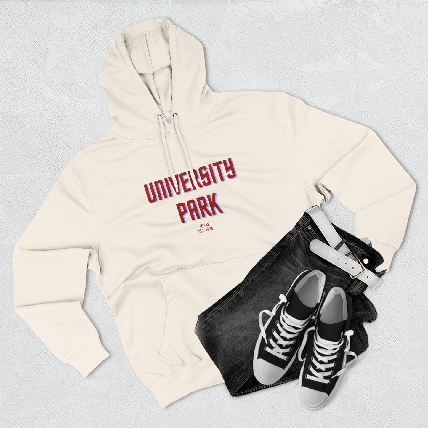 University Park Fleece Hoodie, Casual Sweatshirt, Cozy Layering Piece, Perfect Gift for All Occasions, Stylish Streetwear