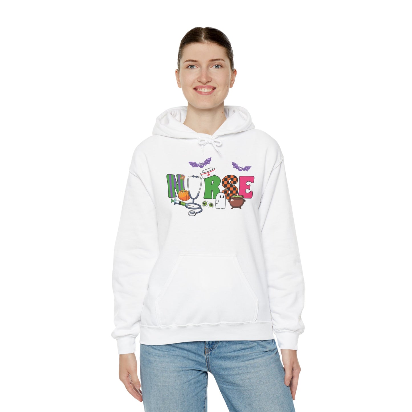 Nurse Whimsical Halloween Hooded Sweatshirt, Fall Fashion, Cozy Sweater Gift, Unisex Hoodie, Halloween Apparel