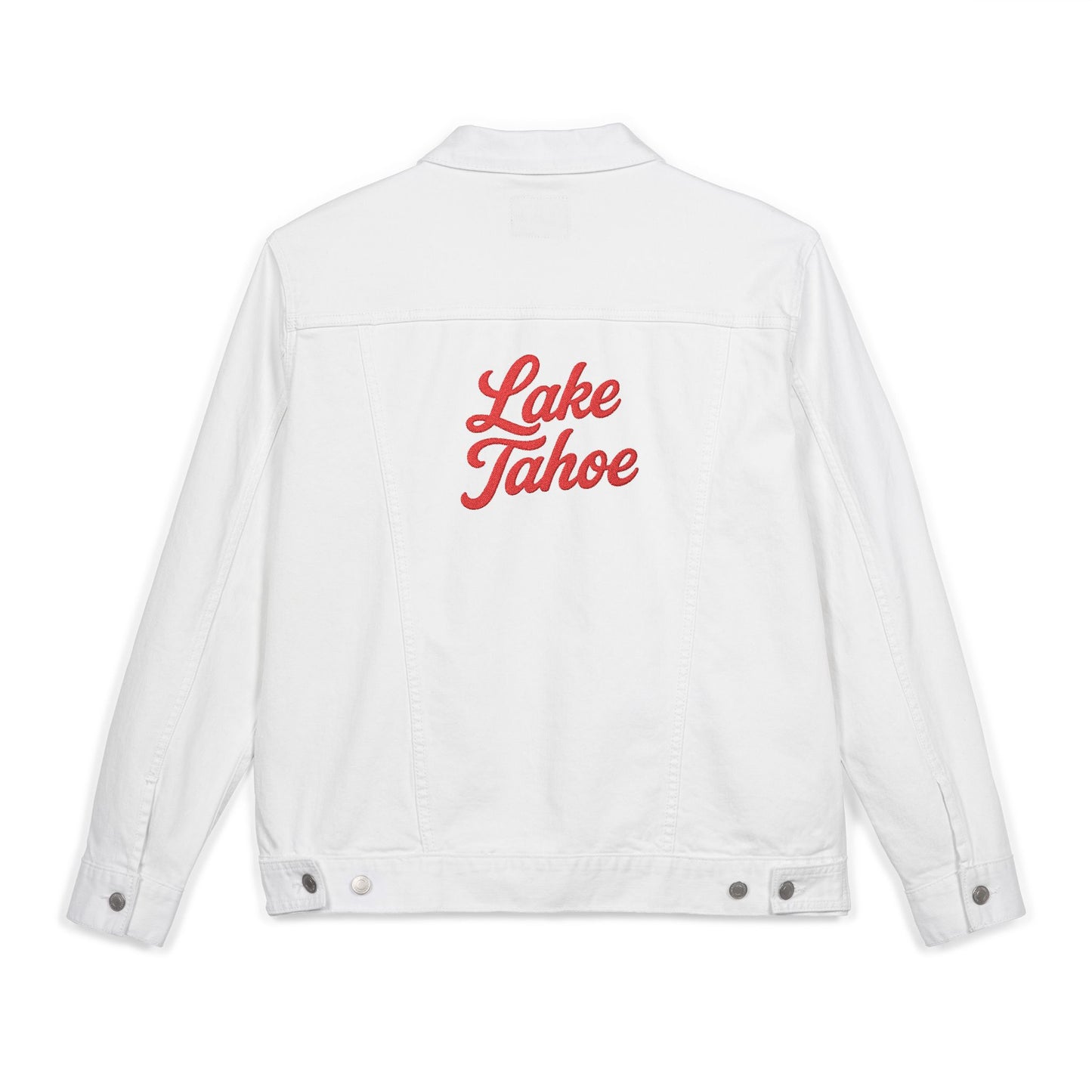 Lake Tahoe Unisex Embroidered Denim Jacket - Trendy Fall Fashion, Casual Layering, Everyday Wear, Stylish Gift, Unique Statement Piece