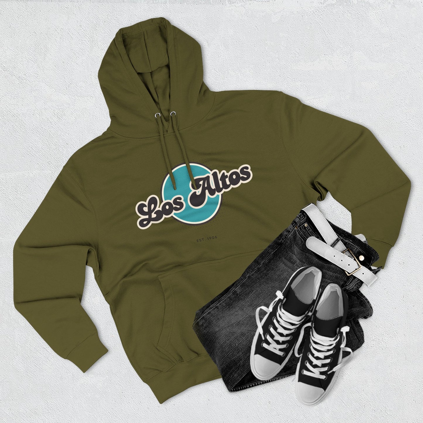Los Altos Retro Vibe Hoodie for Casual Days, Streetwear, Unisex Gift, Cozy Layering Apparel