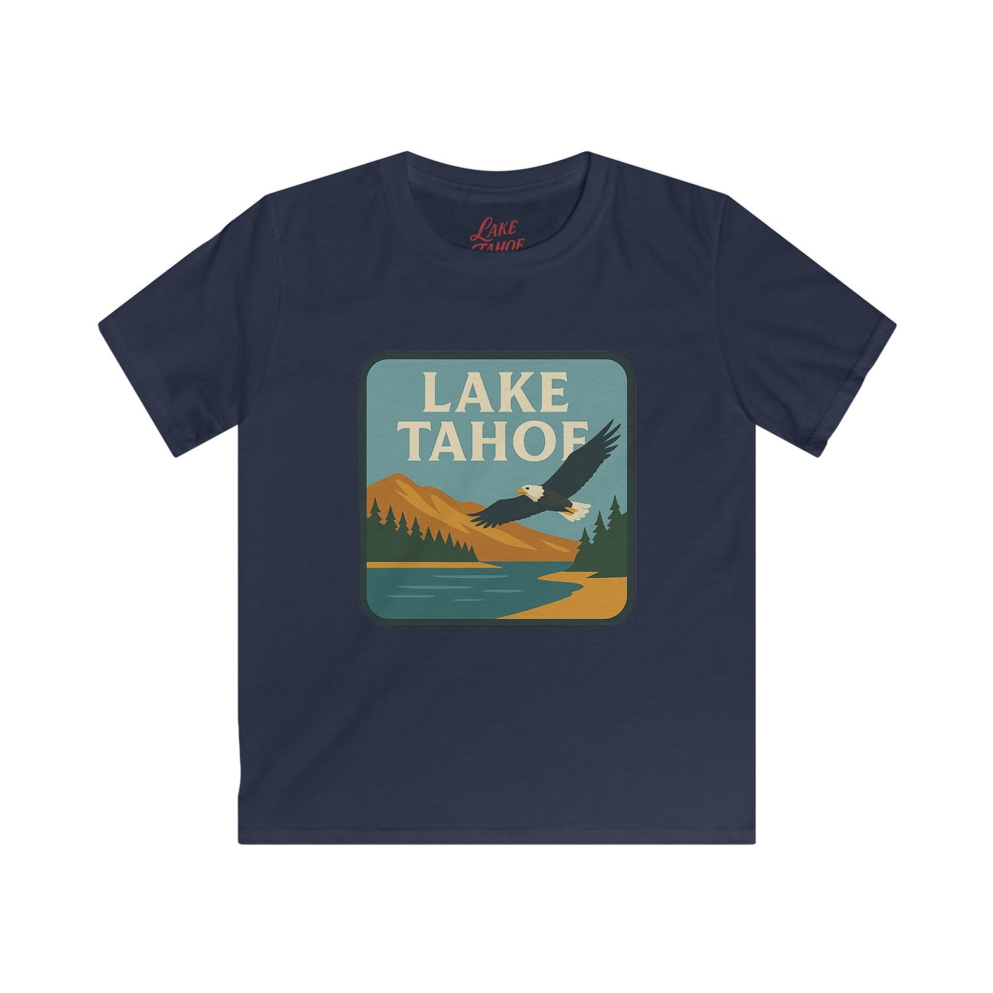 Lake Tahoe Kids Tee, Softstyle T-Shirt for Children, Summer Adventure Shirt, Lake House Gift, Outdoor Fun Apparel
