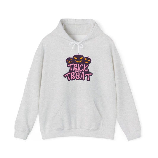 Halloween Trick or Treat Hoodie, Cozy Unisex Sweatshirt, Perfect for Fall Celebrations, Spooky Season Apparel, Gift for Halloween Lovers