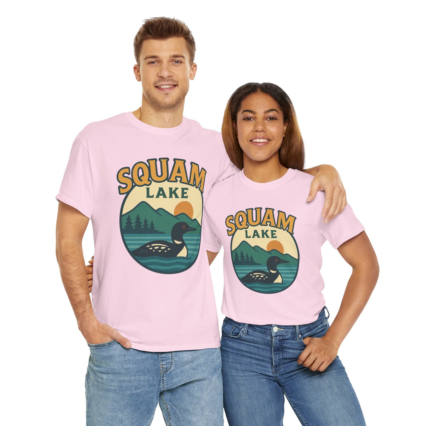 Squam Lake Graphic Tee | Unisex Heavy Cotton T-Shirt, Nature Lover Gift, Lake Adventure Shirt, Outdoor Apparel, Vintage Lake Design