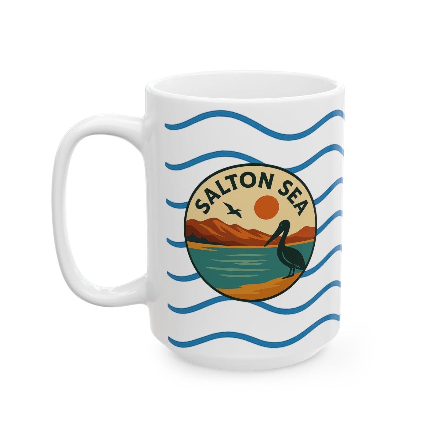 Salton Sea Serene Sunrise Ceramic Mug - Perfect for Coffee Lovers, Gift for Nature Enthusiasts, Beach Lover's Delight, Ocean Vibes, Relaxation