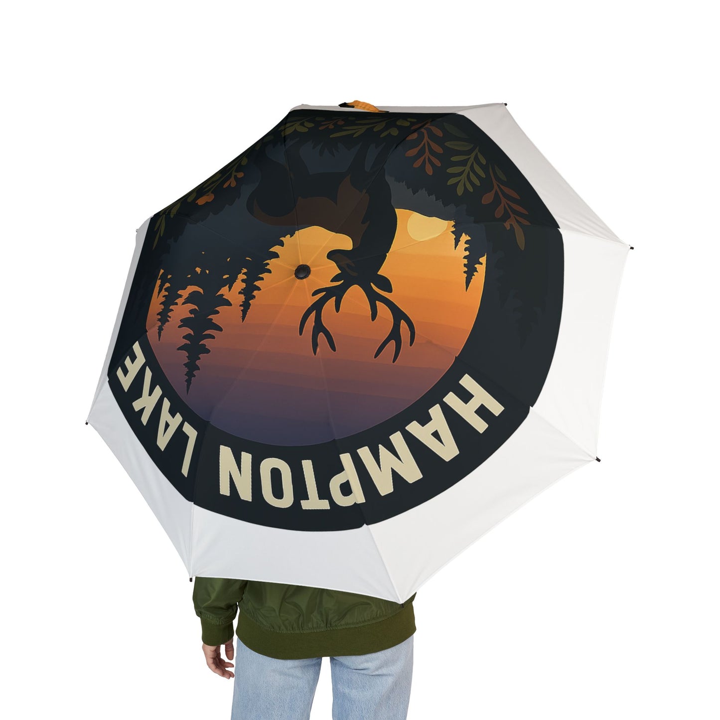 Hampton Lake Semi-Automatic Foldable Umbrella, Travel Umbrella, Outdoor Gear, Gifts for Nature Lovers, Rainy Day Essential