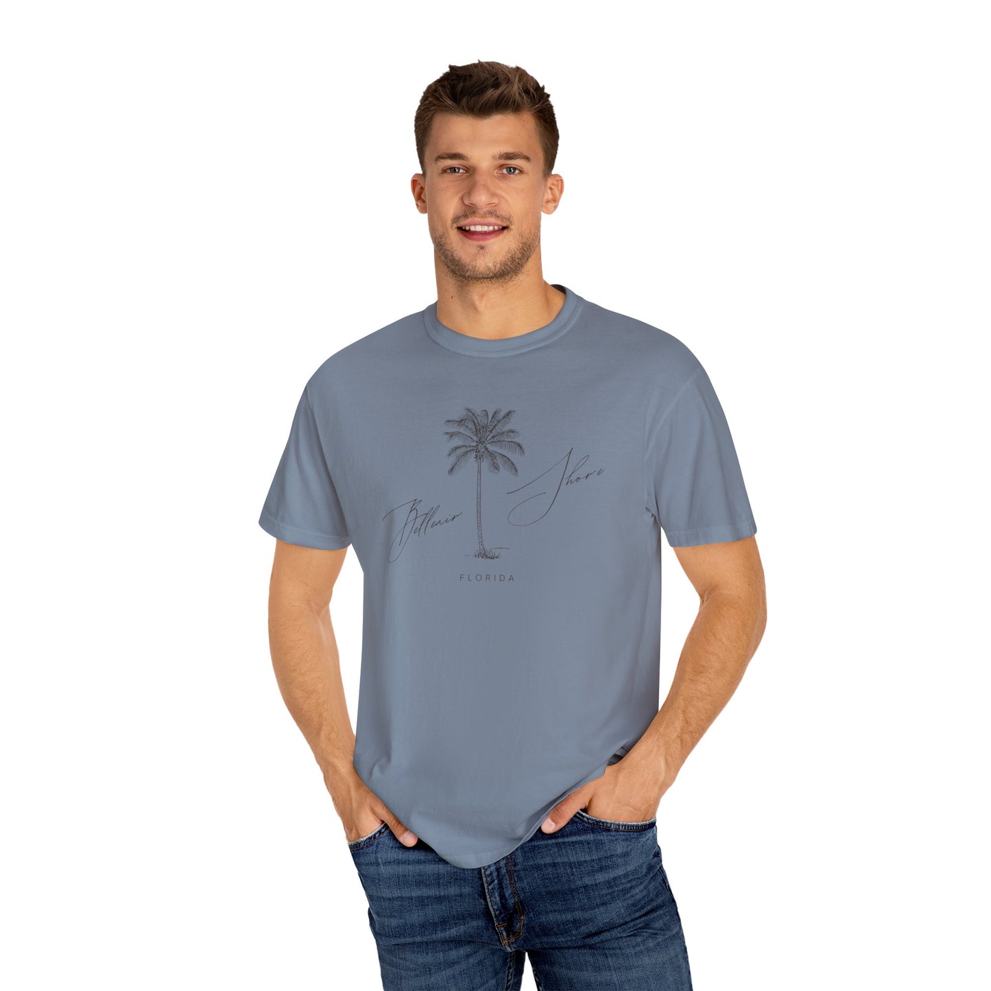 Belleair Shore Chill Vibes Palm Tree Tee - Unisex Garment-Dyed T-shirt for Beach Lovers, Summer Outings, Casual Wear, Gifts for Him/Her