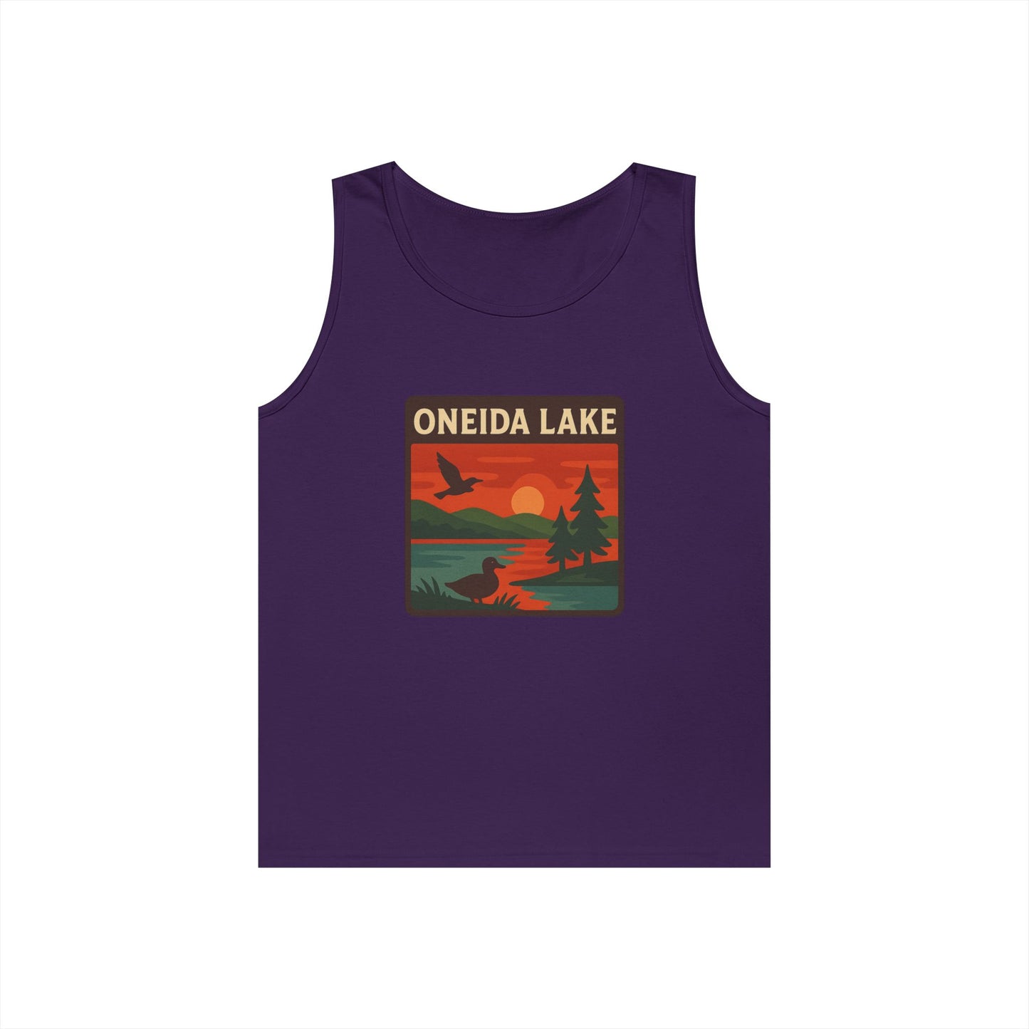Oneida Lake Vintage Unisex Heavy Cotton Tank Top, Summer Shirt, Lake Apparel, Outdoor Activity, Gift for Nature Lovers