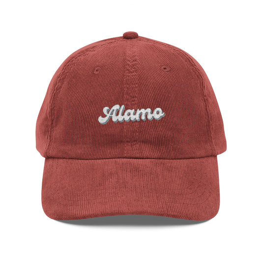 Alamo Vintage Corduroy Cap, Retro Fashion Hat, Cool Embroidered Cap, Casual Summer Accessory, Gift for Trendsetters