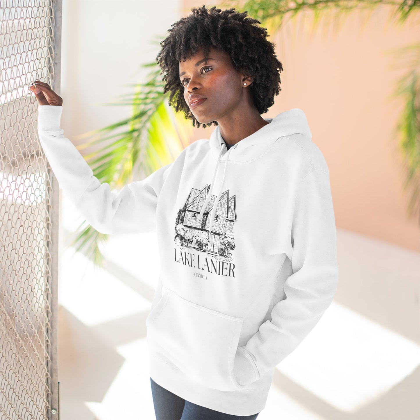 Cozy Lake Lanier Fleece Hoodie - Perfect for Relaxing, Outdoor Adventures, Gifts for Nature Lovers, Fall and Winter Apparel