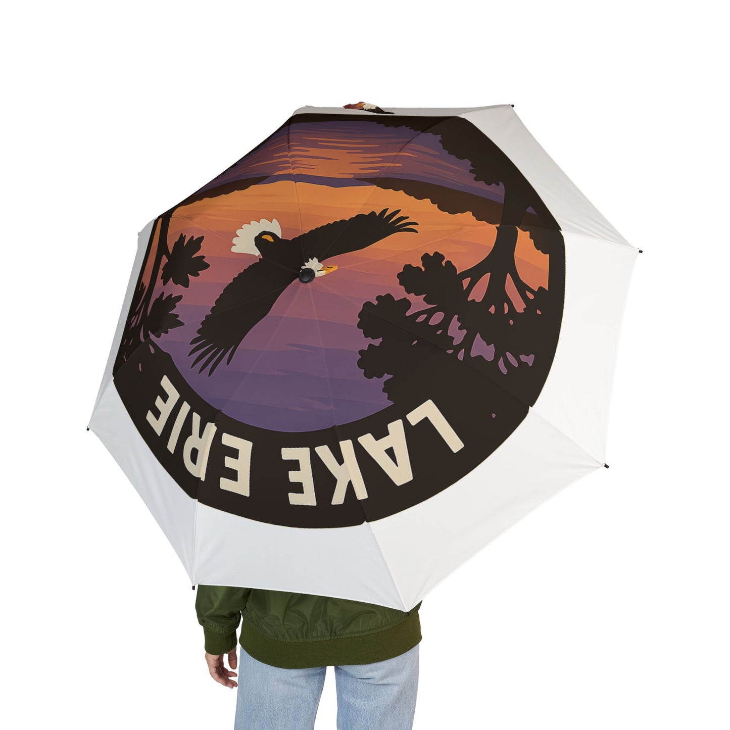Lake Erie Semi-Automatic Foldable Umbrella, Travel Umbrella, Outdoor Gear, Gifts for Nature Lovers, Rainy Day Essential