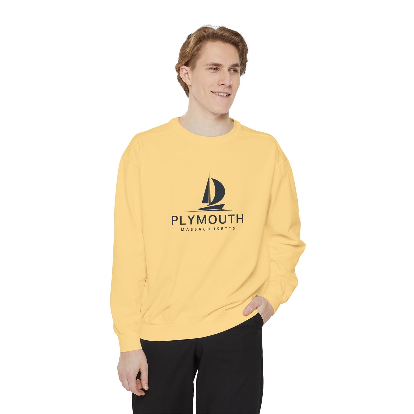 Plymouth Vibes Unisex Sweatshirt | Garment-Dyed Comfort, Perfect for Casual Outings, Travel, Gifts, Autumn Days