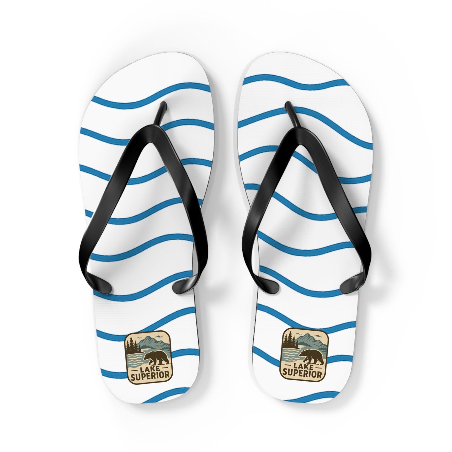 Lake Superior Beachy Vibes Flip Flops - Summer Sandals, Poolside Footwear, Vacation Essentials, Casual Summer Shoes, Beach Accessories