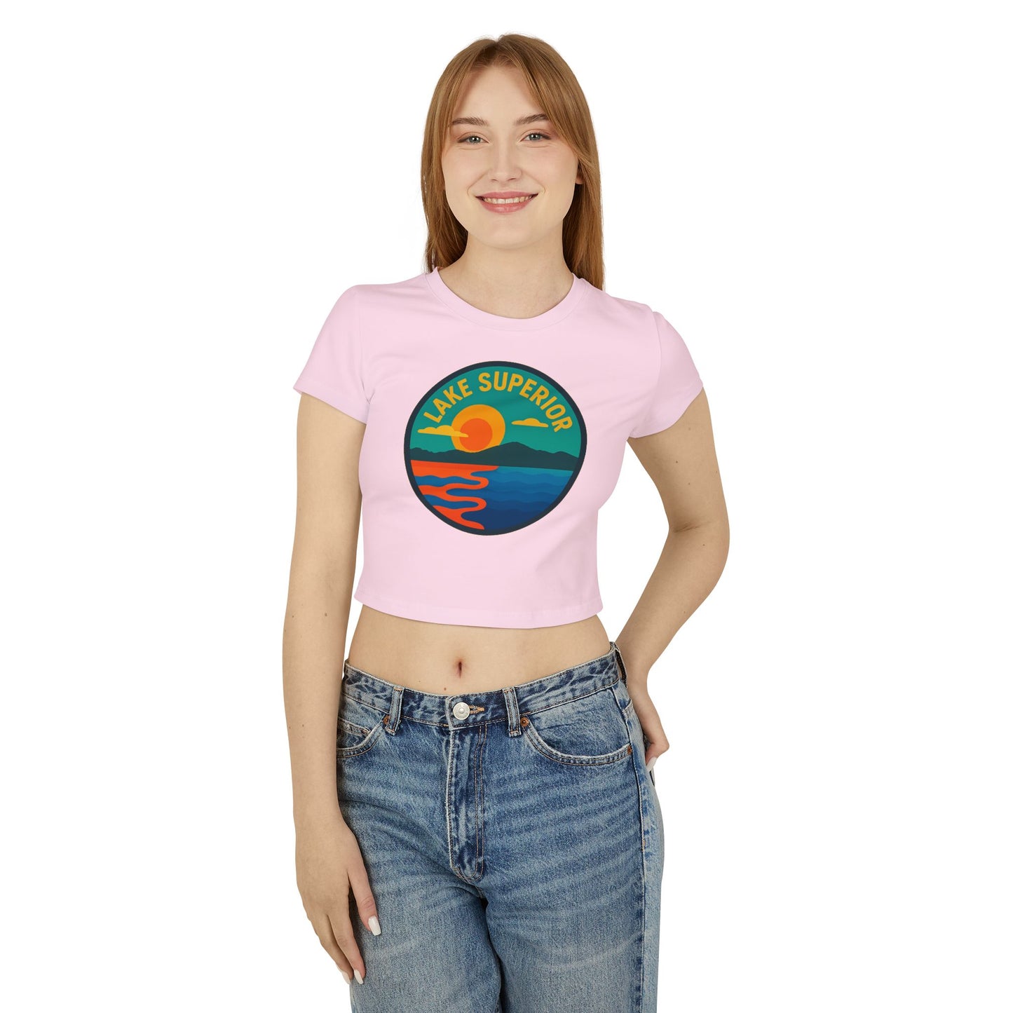 Lake Superior Women's Baby Tee - Vintage Style, Lake Lover Shirt, Summer Outfit, Nature Lover Gift, Travel-Inspired Top